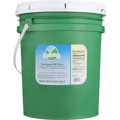 Bay Valley Dill Hamburger Premium Crinkle Cut 3/16" Pickle Chip Bulk, 1 x 5 GA Case - GS1 closed shipping case image