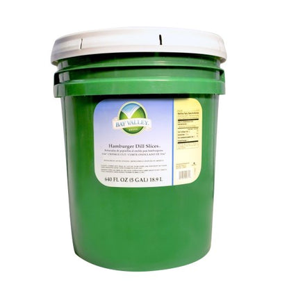 Bay Valley Dill Hamburger Premium Crinkle Cut 3/16" Pickle Chip Bulk, 1 x 5 GA Case - Condiments & Sauces