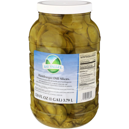 Bay Valley Dill Hamburger 614-678 Count 1/8 Smooth Pickle Slice Bulk, 4 x 1 GA Case - GS1 inner-pack image