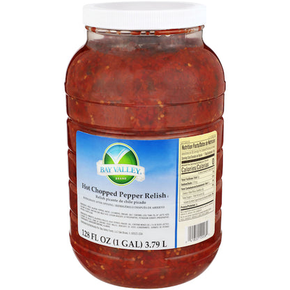 Bay Valley Hot Chopped Pepper And Pickle Relish Bulk, 4 x 1 GA Case - Condiments & Sauces