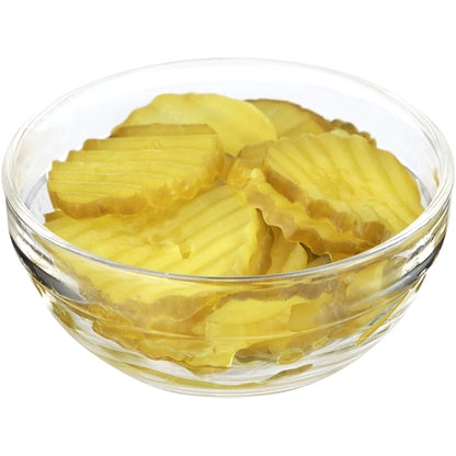 Bay Valley Dill Hamburger 614-678 Count 1/8 Crinkle Cut Pickle Slice Bulk, 4 x 1 GA Case - GS1 prepared product image