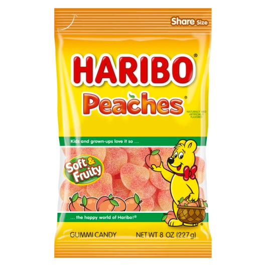 Haribo Confectionery Peaches Gummy Candy Share Size Bag, 10 x 8 oz Case - DOT product image 2