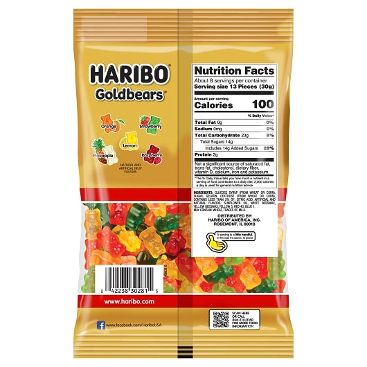 Haribo Goldbears Confectionery Gummy Candy Share Size Bag, 10 x 8 oz Case - Candy & Confections