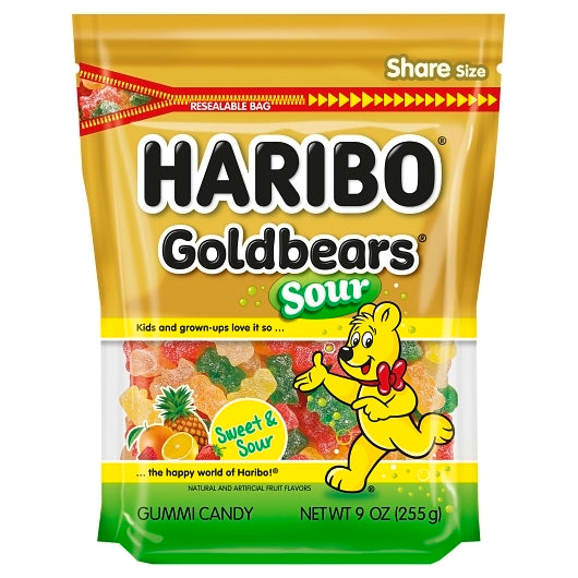 Haribo Goldbears Confectionery Sour Gummy Bears Stand-Up Resealable Bag, 8 x 9 oz Case - DOT product image 8