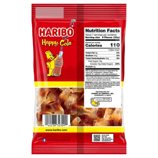 Haribo Happy Cola Share Size Bag, 10 x 8 oz Case - Disposables