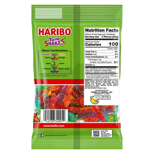 Haribo Twin Snakes Gummy Candy, 10 x 8 oz Case - Candy & Confections