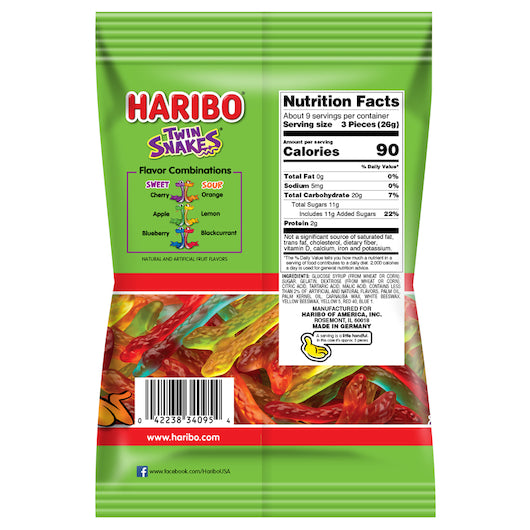 Haribo Twin Snakes Gummy Candy, 10 x 8 oz Case - DOT product image 4