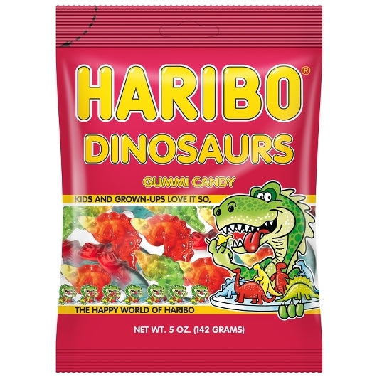 Haribo Dinosaurs Gummy Candy, 12 x 5 oz Case - Candy & Confections