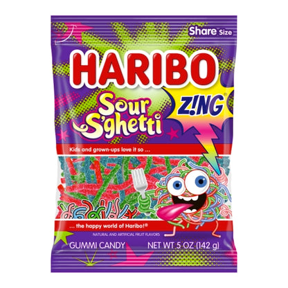Haribo Sour S'Ghetti Gummi Candy, 12 x 5 oz Case - Candy & Confections