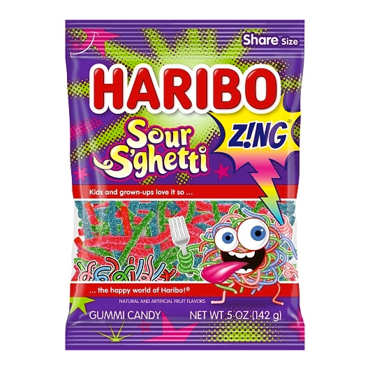 Haribo Sour S'Ghetti Gummi Candy, 12 x 5 oz Case - DOT product image 5