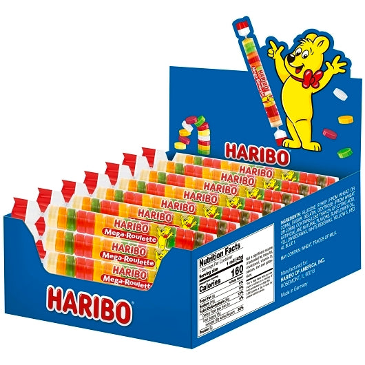 Haribo Confectionery Mega-Roulette Gummy Candy, 8 x 24 x 1.59 oz Case - Candy & Confections