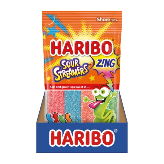 Haribo Confectionery Sour Streamers Gummy Candy, 12 x 4.5 oz Case - Candy & Confections