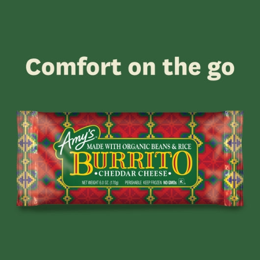 Amy's Bean & Cheese Burrito, 12 x 6 oz Case - Alternate product angle or state