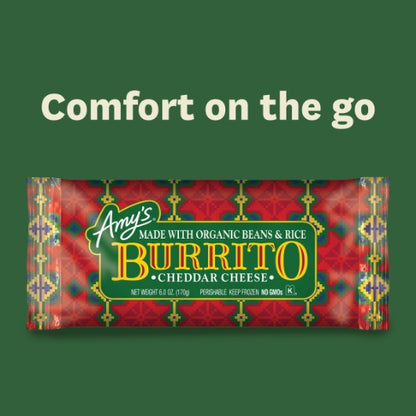 Amy's Bean & Cheese Burrito, 12 x 6 oz Case - Alternate product angle or state