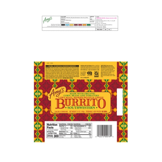 Amy's Southwestern Burrito, 12 x 5.5 oz Case - DOT product image 2