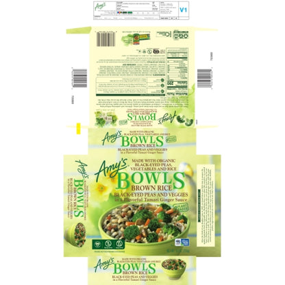 Amys Organic Brown Rice Black Eyed Peas & Veggie Bowl, 12 x 9 oz Case - DOT product image 2