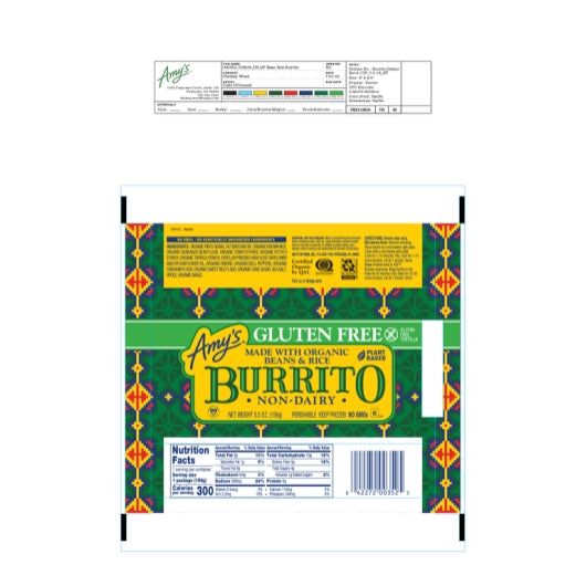 Amys Bean and Gluten Free Bean & Rice Burrito, 12 x 5.5 oz Case - DOT product image 2