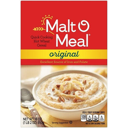 Malt O Meal Original Malt O Meal Hot Wheat Cereal, 10 x 18 oz Case - Breakfast Foods