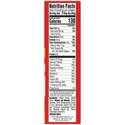 Malt O Meal Original Malt O Meal Hot Wheat Cereal, 10 x 18 oz Case - DOT product image 4