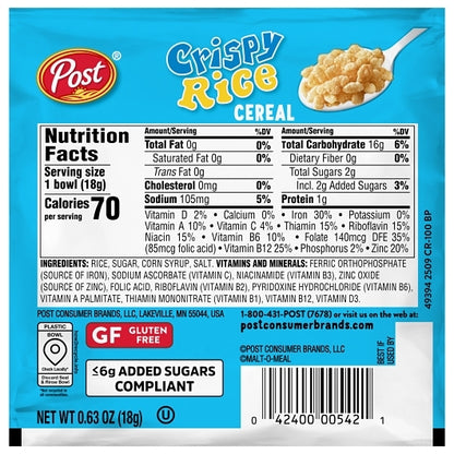 Malt-O-Meal Crispy Rice Cereal Single Serve Bowl, 96 x 0.63 oz Case - DOT product image 4