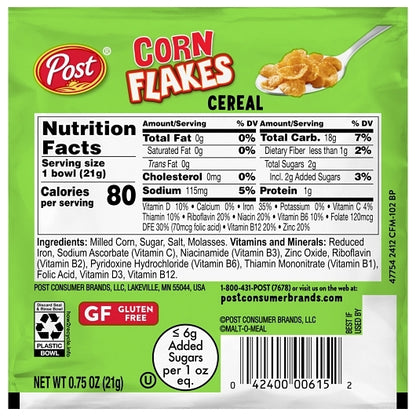 Post Corn Flakes Cereal Bowl, 96 x 0.75 oz Case - DOT product image 4