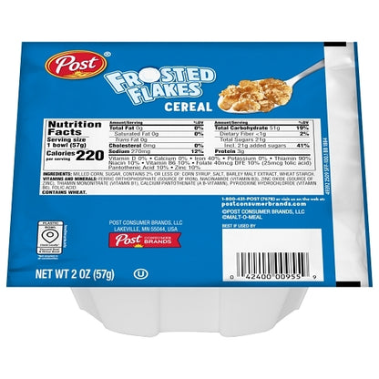 Malt-O-Meal Frosted Flakes Cereal, 48 x 2 oz Case - Plates Bowls