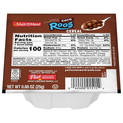 Malt-O-Meal Coco-Roos Cereal Coco Roos, 96 x 0.88 oz Case - Plates Bowls