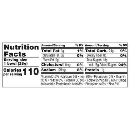 Malt O Meal Berry Colossal Crunch Cereal, 96 x 1 oz Case - Nutrition facts label