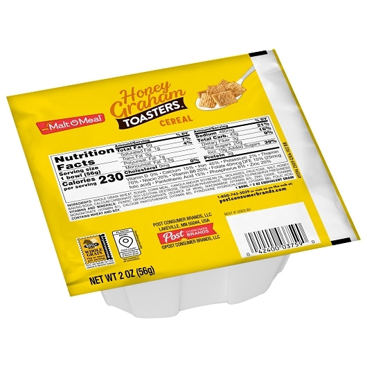 Malt-O-Meal Honey Graham Toasters Cereal, 48 x 2 oz Case - DOT product image 2