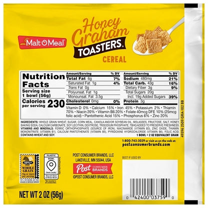 Malt-O-Meal Honey Graham Toasters Cereal, 48 x 2 oz Case - DOT product image 4
