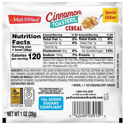 Malt O Meal Cinnamon Toasters Cereal, 96 x 1 oz Case - DOT product image 7