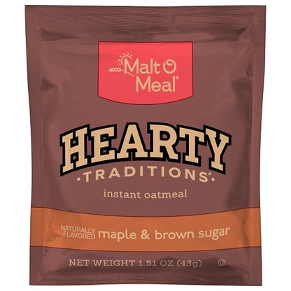 Hearty Traditions Maple Instant Maple Brown Sugar Oatmeal, 200 x 1.51 oz Case - Breakfast Foods