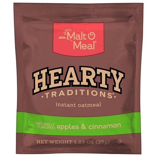 Hearty Traditions Apple Instant Apple & Cinnamon Oatmeal, 200 x 1.23 oz Case - Breakfast Foods