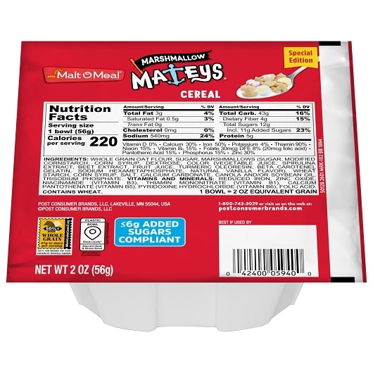 Malt O Meal Marshmallow Mateys Cereal, 48 x 2 oz Case - Breakfast Foods