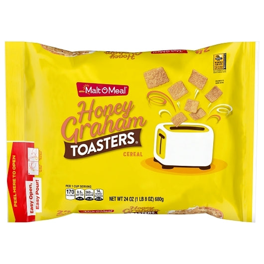 Malt O Meal Honey Graham Squares Cereal, 9 x 24 oz Case - Breakfast Foods