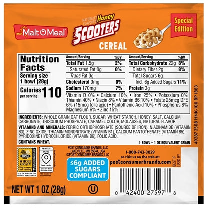 Malt O Meal Honey Scooters Cereal Bowl, 96 x 1 oz Case - DOT product image 5