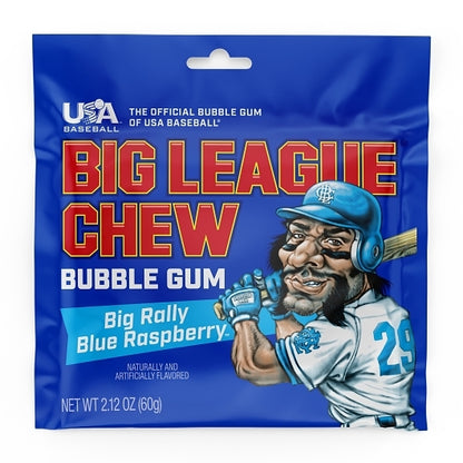 Big League Chew Blue Raspberry, 9 x 12 x 2.12 oz Case - Candy & Confections
