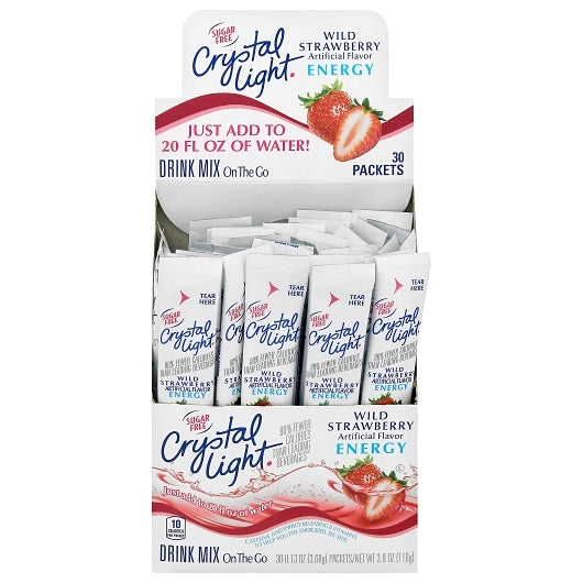 Crystal Light On The Go Wild Strawberry Energy Beverage Mix, 4 x 30 x 0.13 oz Case - Beverages