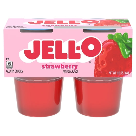 Jell O Ready To Eat Strawberry Gelatin, 6 x 384 GR Case - Bakery & Desserts