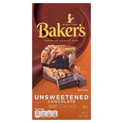 Baker's BAKERS CHOCOLATE UNSWEETENED, 12 x 4 oz Case - DOT product image 2