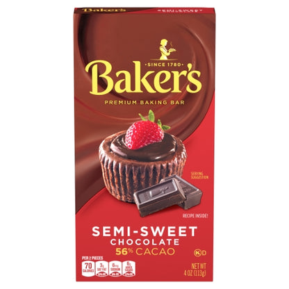 Bakers Semi Sweet Baker Chocolate Semi Sweet, 12 x 4 oz Case - Candy & Confections