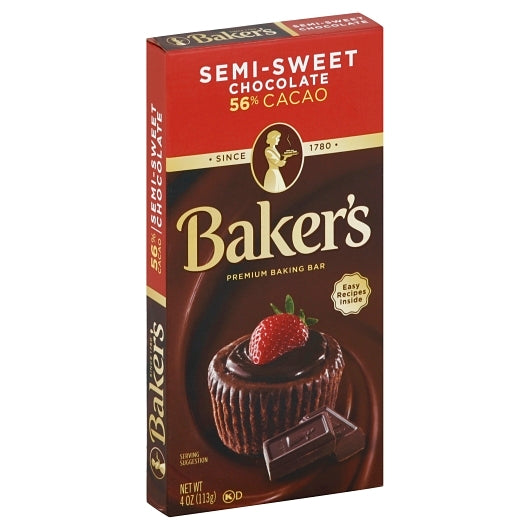 Bakers Semi Sweet Baker Chocolate Semi Sweet, 12 x 4 oz Case - Alternate product angle or state