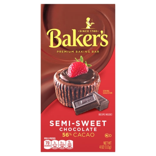 Bakers Semi Sweet BAKER CHOCOLATE SEMI SWEET, 12 x 4 oz Case - DOT product image 2