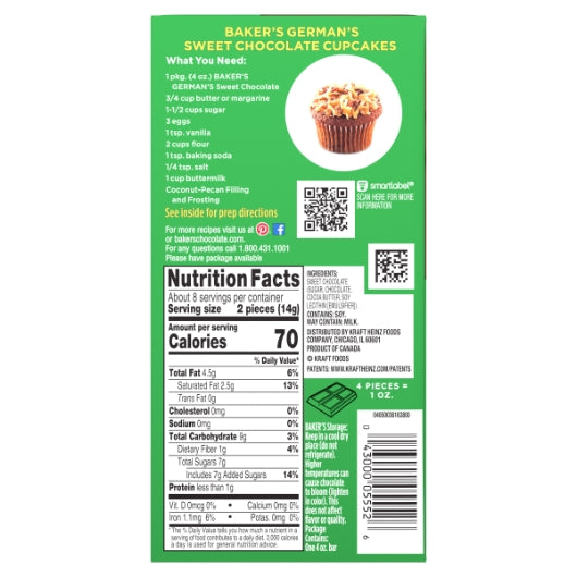 Baker's Baker Chocolate German, 12 x 113 GR Case - Alternate product angle or state