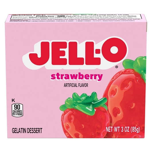 JELLO Strawberry Gelatin Strawberry Flavored Gelatin Mix, 24 x 3 oz Case - Bakery & Desserts