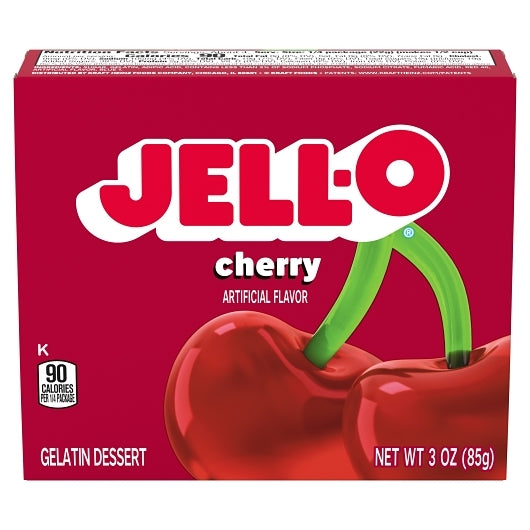JELLO Instant Cherry Flavored Gelatin Mix, 24 x 3 oz Case - Bakery & Desserts