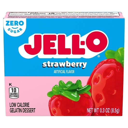 Jello Strawberry Sugar Free Strawberry Flavored Gelatin Mix, 24 x 0.3 oz Case - Bakery & Desserts