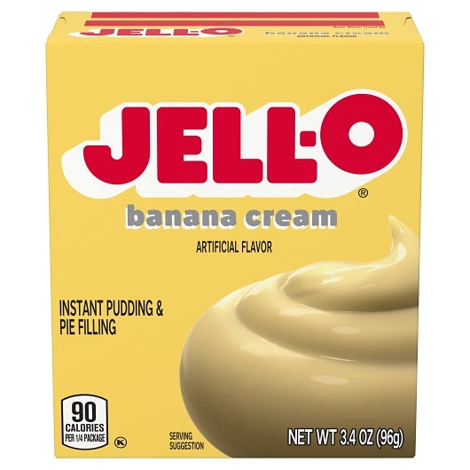JELLO Banana Cream Banana Flavored Instant Pudding Mix, 24 x 96 GR Case - Bakery & Desserts