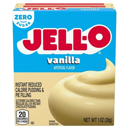 JELLO Vanilla Instant Sugar Free Fat Free Vanilla Flavored Instant Pudding Mix, 24 x 1 oz Case - Bakery & Desserts