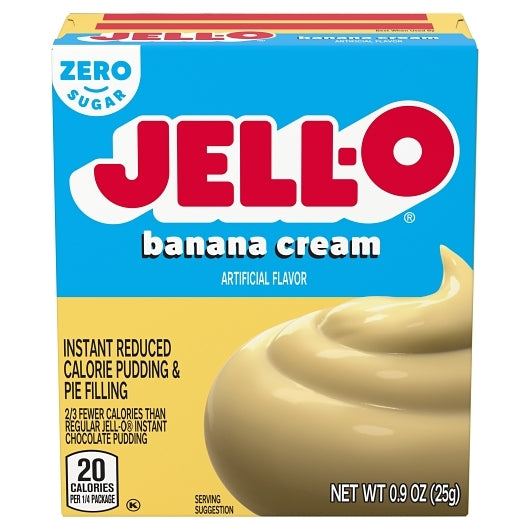 Jell-O Sugar Free Fat Free Banana Cream Flavored Instant Pudding Mix, 24 x 25 GR Case - Bakery & Desserts